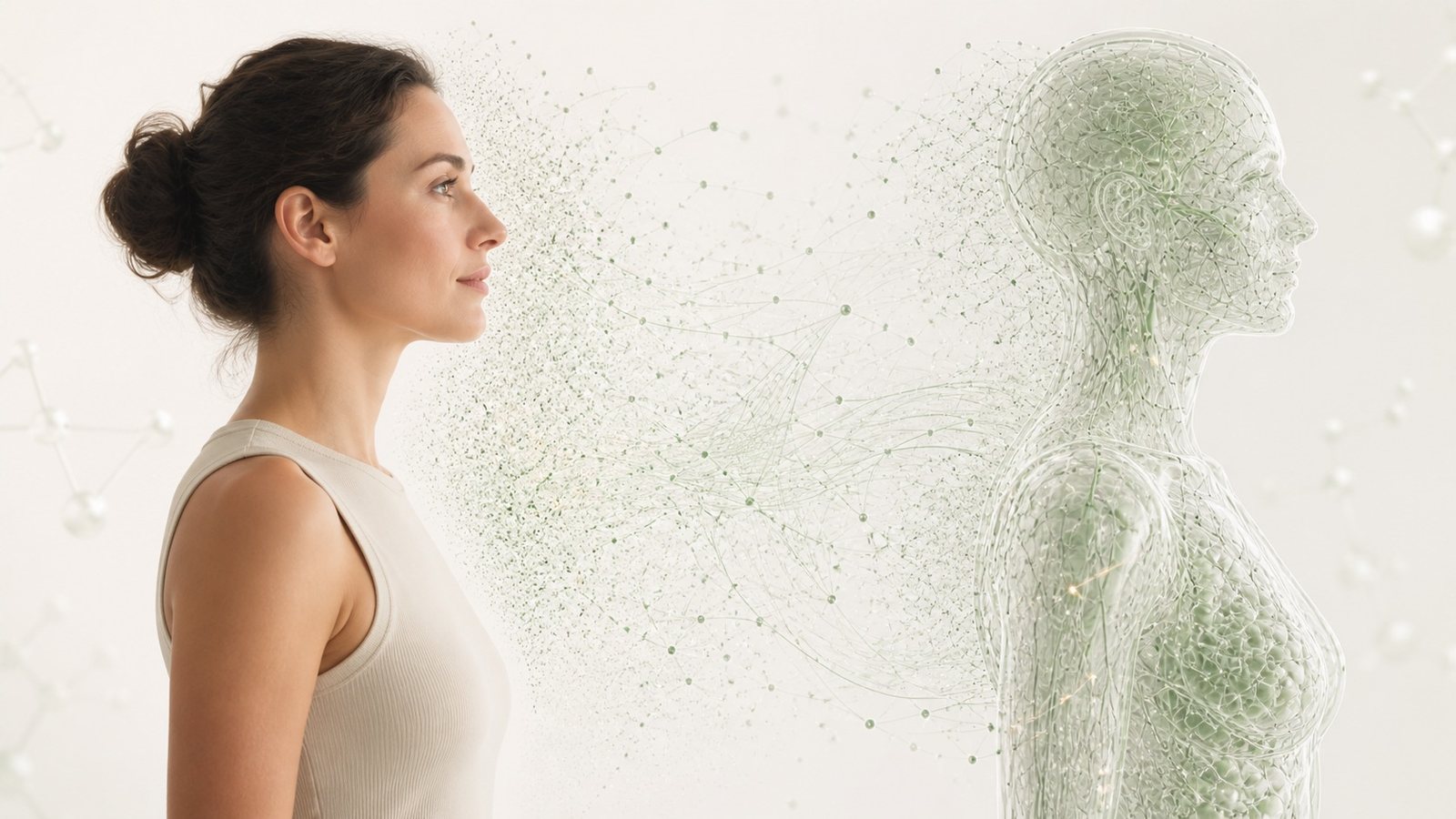 Researcher viewing a molecular digital twin visualization built from Intercept IQ measurements